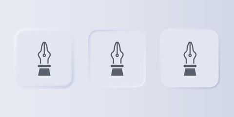Aufkleber - Grey Fountain pen nib icon isolated on grey background. Pen tool sign. Set icons in square buttons. Vector