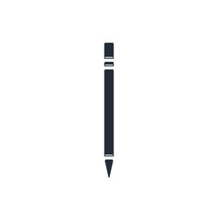 Aufkleber - Black Pencil with eraser icon isolated on white background. Drawing and educational tools. School office symbol. Vector