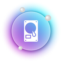 Poster - White Hard disk drive HDD icon isolated on white background. Blue and purple gradient circle background. Vector