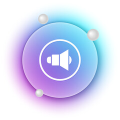 Poster - White Speaker volume, audio voice sound symbol, media music icon isolated on white background. Blue and purple gradient circle background. Vector