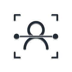 Poster - Black Face recognition icon isolated on white background. Face identification scanner icon. Facial id. Cyber security concept. Vector