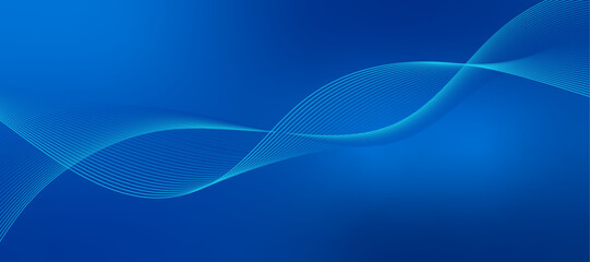 Poster - Gradient dark blue background with line waves 3d gradient. can be used for backgrounds. 3d white line waves.
