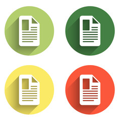 Poster - Set File document icon isolated with long shadow background. Checklist icon. Business concept. Color circle button. Vector