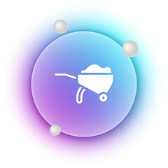 Poster - White Wheelbarrow with dirt icon isolated on white background. Tool equipment. Agriculture cart wheel farm. Blue and purple gradient circle background. Vector