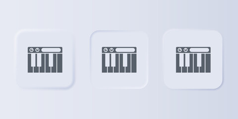 Poster - Grey Music synthesizer icon isolated on grey background. Electronic piano. Set icons in square buttons. Vector