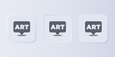 Poster - Grey Speech bubble with text art icon isolated on grey background. Message icon. Communication or comment chat symbol. Set icons in square buttons. Vector