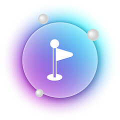 Poster - White Flag icon isolated on white background. Location marker symbol. Blue and purple gradient circle background. Vector