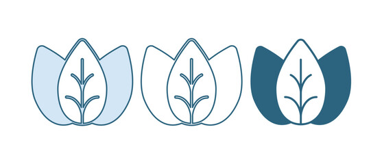 Poster - Blue Leaf icon isolated on white background. Leaves sign. Fresh natural product symbol. Vector
