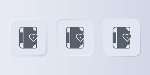Aufkleber - Grey Love diary notebook album icon isolated on grey background. Happy Valentines day. Set icons in square buttons. Vector