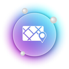 Poster - White Gps device with map icon isolated on white background. Blue and purple gradient circle background. Vector