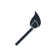Poster - Black Burning match with fire icon isolated on white background. Match with fire. Matches sign. Vector