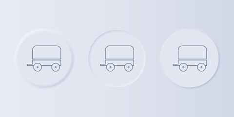 Poster - Grey Wild west covered wagon icon isolated on grey background. Set icons in square buttons. Vector