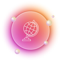 Aufkleber - white earth globe icon isolated on white background. orange and pink gradient circle background. vec