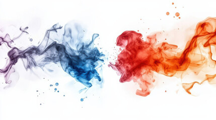 Aufkleber - Vibrant illustration of colorful smoke swirling in blue and red hues, creating dynamic visual contrast that evokes energy and movement