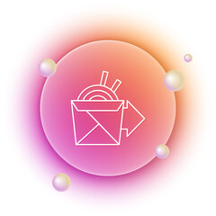 Poster - White Online ordering and noodles delivery icon isolated on white background. Orange and pink gradient circle background. Vector