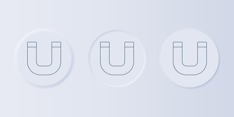 Fototapete - Grey Magnet icon isolated on grey background. Horseshoe magnet, magnetism, magnetize, attraction. Set icons in square buttons. Vector