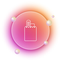 Poster - White Online ordering and fast food delivery icon isolated on white background. Orange and pink gradient circle background. Vector