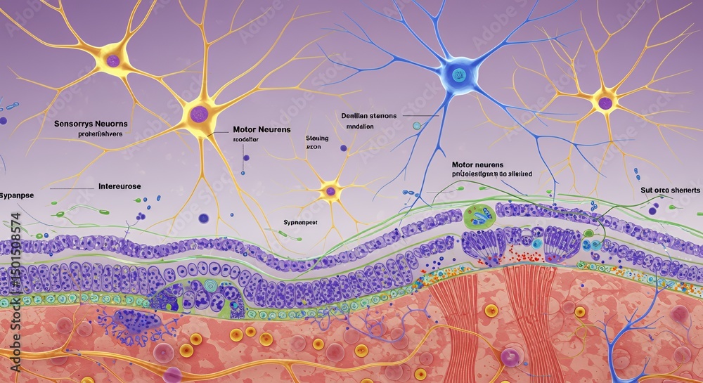 Microscopic View of Neuron Network: Sensory, Motor Neurons and ...