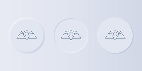 Poster - Grey Location mountains icon isolated on grey background. Symbol of victory or success concept. Set icons in square buttons. Vector