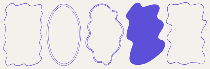 wavy curved abstract shape frames for greeting cards, wedding and birthday party, picnic invitations