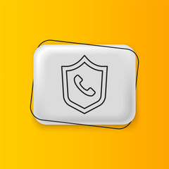 Fototapete - Black Telephone 24 hours support icon isolated on yellow background. All-day customer support call-center. Full time call services. Silver rectangle button. Vector