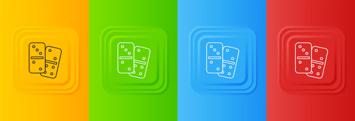 Poster - White Domino icon isolated on colorful background. Set icons in square buttons. Vector