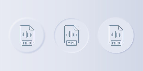 Aufkleber - Grey MP3 file document. Download mp3 button icon isolated on grey background. Mp3 music format sign. MP3 file symbol. Set icons in square buttons. Vector