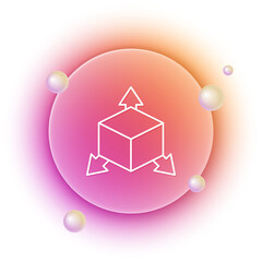 Fototapete - White Isometric cube icon isolated on white background. Geometric cubes solid icon. 3D square sign. Box symbol. Orange and pink gradient circle background. Vector