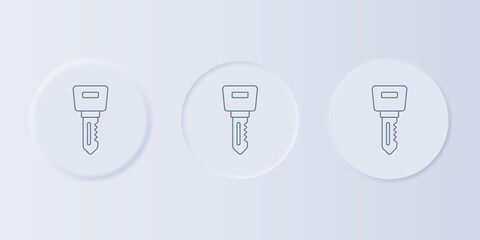 Poster - Grey Hotel door lock key icon isolated on grey background. Set icons in square buttons. Vector