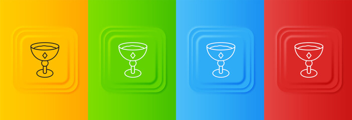 Poster - White Medieval goblet icon isolated on colorful background. Set icons in square buttons. Vector