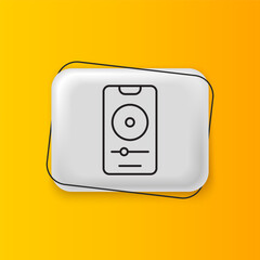 Poster - Black Music player icon isolated on yellow background. Portable music device. Silver rectangle button. Vector