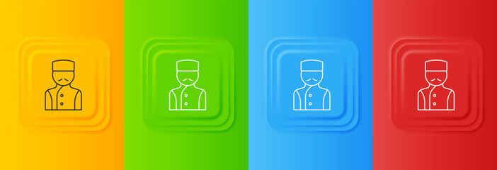 Poster - white concierge icon isolated on colorful background. set icons in square buttons. vector