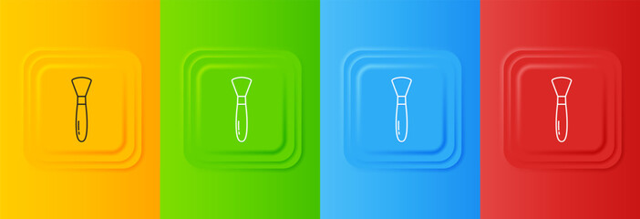 Aufkleber - White Paint brush icon isolated on colorful background. Set icons in square buttons. Vector