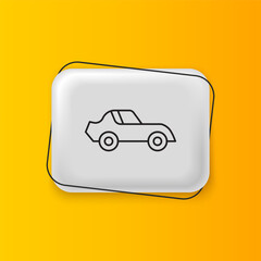 Poster - Black Car icon isolated on yellow background. Silver rectangle button. Vector