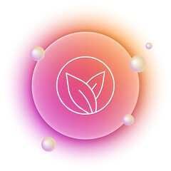Poster - White Tea leaf icon isolated on white background. Tea leaves. Orange and pink gradient circle background. Vector