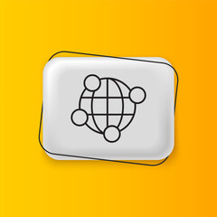 Aufkleber - Black Global technology or social network icon isolated on yellow background. Silver rectangle button. Vector