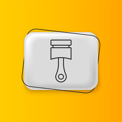 Poster - Black Engine piston icon isolated on yellow background. Car engine piston sign. Silver rectangle button. Vector