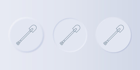 Poster - Grey Fire shovel icon isolated on grey background. Fire protection equipment. Equipment for firefighter. Set icons in square buttons. Vector