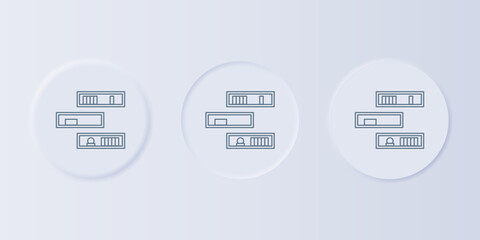 Poster - Grey Shelf with books icon isolated on grey background. Shelves sign. Set icons in square buttons. Vector