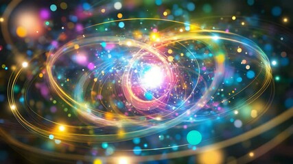 Poster - Vibrant colorful swirl of light in a spiraled pattern creating a mesmerizing visual experience
