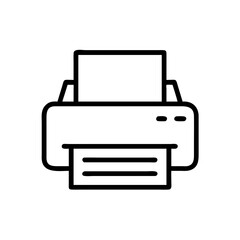 Poster - Simple Line Style Printer Device with Paper Output Document Icon