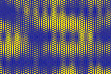 Fototapete - Abstract background with yellow triangle dots. Triangle halftone geometric background. Halftone triangular retro 80s pattern. Minimal style retro dynamic wallpaper.	