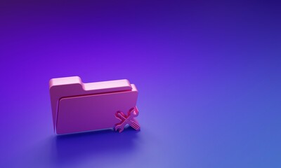 Poster - Pink Folder with screwdriver and wrench icon isolated on purple-blue background. Adjusting, service, setting, maintenance, repair, fixing. Minimalism concept. 3D render illustration