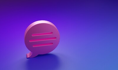 Poster - pink speech bubble chat icon isolated on purple-blue background. message icon. communication or comm