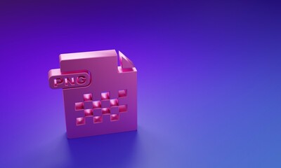 Fototapete - Pink PNG file document. Download png button icon isolated on purple-blue background. PNG file symbol. Minimalism concept. 3D render illustration