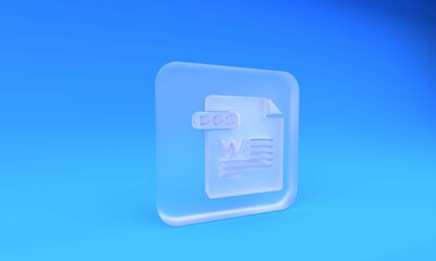 Fototapete - Frosted glass DOC file document. Download doc button icon isolated on blue background. DOC file extension symbol. Square frosted glass button. 3D render illustration