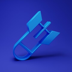Poster - Blue Aviation bomb icon isolated on blue background. Rocket bomb flies down. Minimalism concept. 3D render illustration