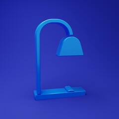 Poster - Blue Table lamp icon isolated on blue background. Minimalism concept. 3D render illustration