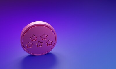 Poster - pink five stars customer product rating review icon isolated on purple-blue background. favorite, be