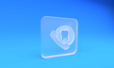 Poster - frosted glass online dental care icon isolated on blue background. dental service information call c